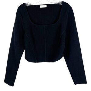 Aritzia Black Long Sleeve Square Neck Crop Top